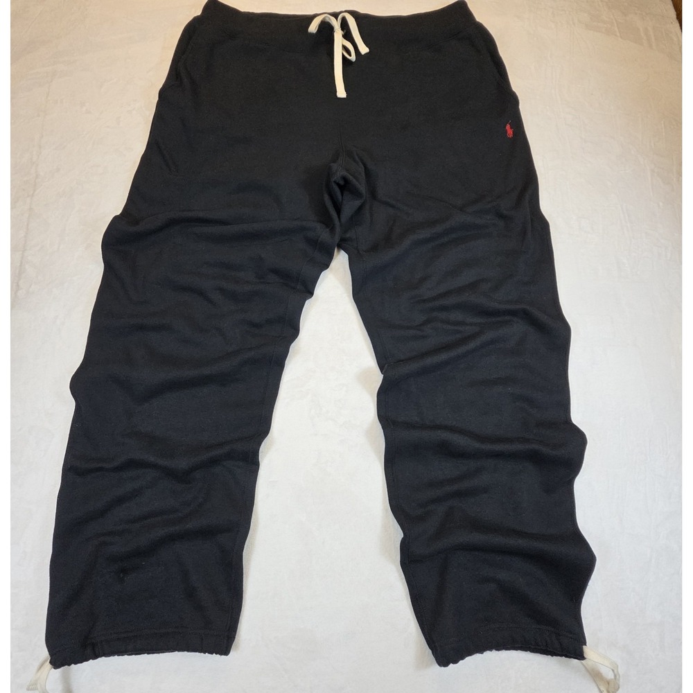 Polo Ralph Lauren Men's Fleece Black Sweatpants 3XB Tall Drawstring Pockets Warm